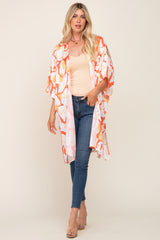 Orange Printed Dolman Sleeve Coverup