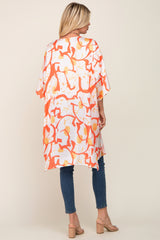 Orange Printed Dolman Sleeve Coverup