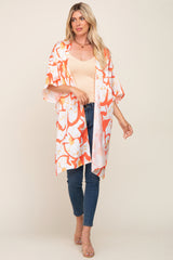 Orange Printed Dolman Sleeve Coverup