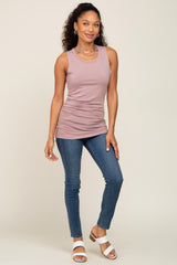 Mauve Ruched Side Tank Top