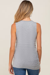 Heather Grey Ruched Side Maternity Tank Top