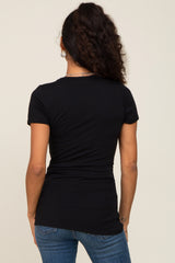 Black Side Ruched Short Sleeve Top