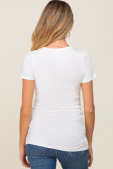 Ivory Side Ruched Short Sleeve Maternity Top