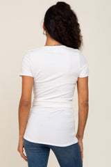 Ivory Side Ruched Short Sleeve Top