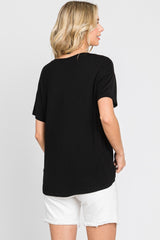 Black V-Neck Basic Top