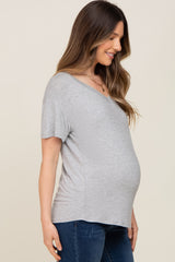 Heather Grey V-Neck Basic Maternity Top