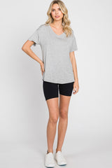 Heather Grey V-Neck Basic Top