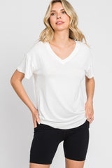 Ivory V-Neck Basic Maternity Top