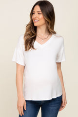 Ivory V-Neck Basic Maternity Top