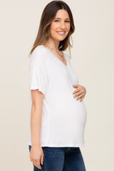 Ivory V-Neck Basic Maternity Top