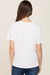 Ivory V-Neck Basic Maternity Top