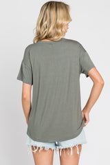 Olive V-Neck Basic Top