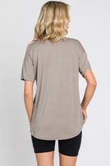 Taupe V-Neck Basic Top