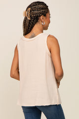 Beige Sleeveless Textured Top