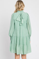 Sage Tiered Long Sleeve Ruffled Dress