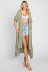 Olive Short Dolman Sleeve Hi-Low Cover Up