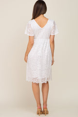 White Lace Knee Length Maternity Dress