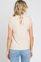 Cream Eyelet Ruffle Sleeveless Top