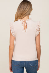 Cream Eyelet Ruffle Sleeveless Maternity Top