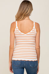 Orange Striped Scalloped Maternity Tank Top