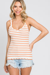 Orange Striped Scalloped Maternity Tank Top