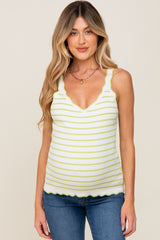 Lime Striped Scalloped Maternity Tank Top