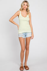 Lime Striped Scalloped Tank Top