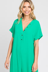 Green Front Button Accent Jumpsuit