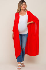 Red Open Front Long Maternity Coverup