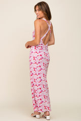 Magenta Floral Criss Cross Back Maxi Dress