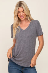 Charcoal V-Neck Short Sleeve Tee