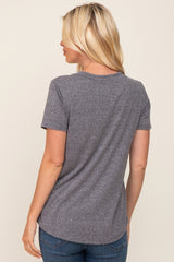 Charcoal V-Neck Short Sleeve Tee