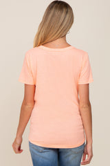 Orange V-Neck Short Sleeve Maternity Tee