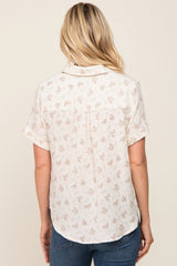 Cream Floral Gauze Short Sleeve Top