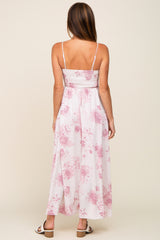 Mauve Floral Sleeveless Smocked Maxi Dress