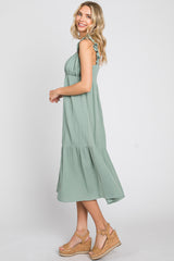 Sage Gauze Ruffle Midi Dress