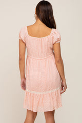 Peach Floral Lace Accent Maternity Dress