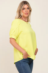 Yellow Puff Sleeve Blouse