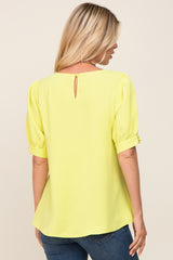 Yellow Puff Sleeve Blouse