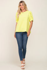 Yellow Puff Sleeve Blouse