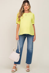 Yellow Puff Sleeve Maternity Blouse