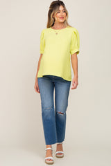 Yellow Puff Sleeve Maternity Blouse