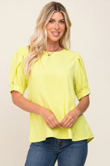 Yellow Puff Sleeve Blouse