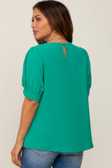 Emerald Green Puff Sleeve Maternity Blouse