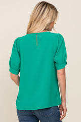 Emerald Green Puff Sleeve Blouse