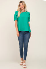 Emerald Green Puff Sleeve Blouse