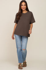 Olive Oversized Pocket Front Short Sleeve Maternity Top