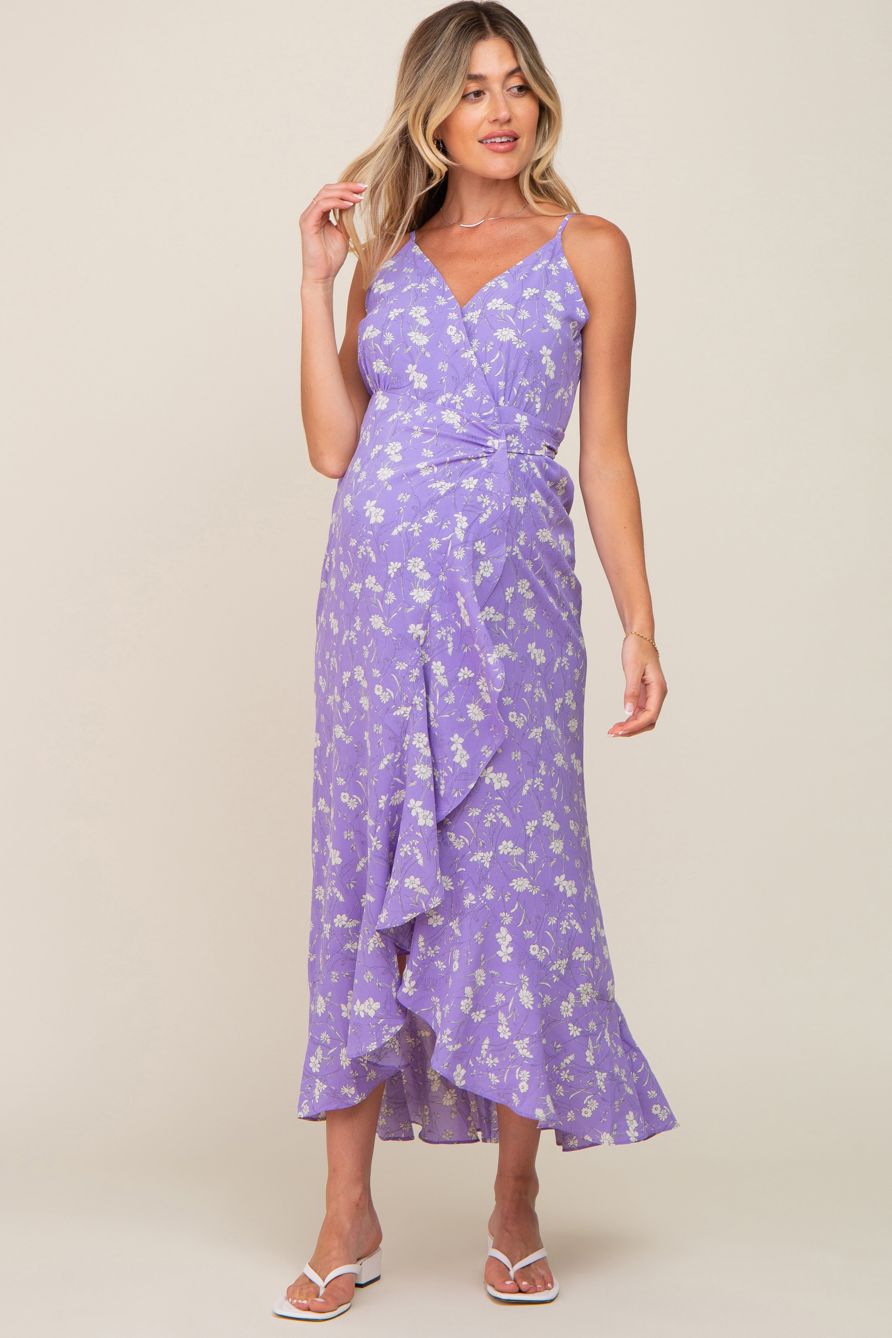 Lavender Floral Wrap Dress