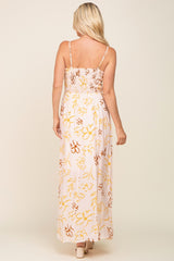 Yellow Floral Smocked Floral Maxi Dress