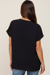 Black Oversized V-Neck Maternity Blouse